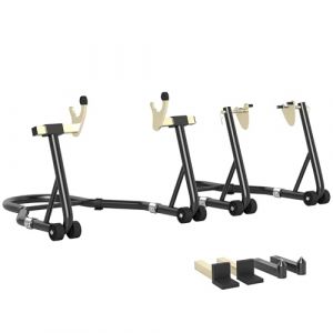 Homcom Béquille roue avant arrière - charge 390 kg - avec bras réglable en acier - fourche en forme de U + L - noir