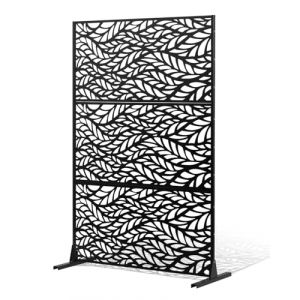 VEVOR Brise-Vue en M&eacute;tal, 120x183 cm, Panneau Intimit&eacute; Autoportant avec Support, &Eacute;cran de Confidentialit&eacute; D&eacute;coratif, Paravent S&eacute;parateur Ext&eacute;rieur pour Patio, Balcon, Salle Int&eacute;rieure, Jardin, Noir