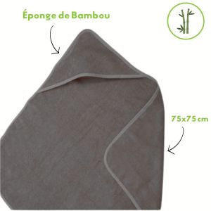 P'tits dessous Cape de bain b&eacute;b&eacute; en &eacute;ponge viscose de Bambou - Gris
