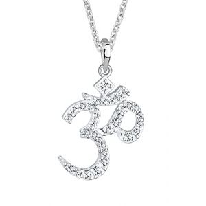 Elli Collier Femme Caractère Om de Cristal - (925/1000) Argent