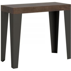 Itamoby - Console extensible 90x40/300 cm Noyer Flamme Structure Anthracite