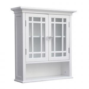 Teamson Home - Armoire de toilette murale salle De Bain en Bois 2 Portes Blanc Neal 7473 - Blanc