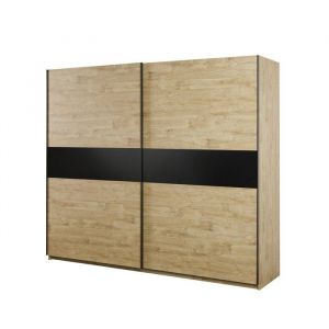 Image de Meublorama - Armoire morgane 2 portes coulissantes – Chêne doré – 250 cm – Style scandinave robuste