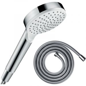 Hansgrohe Pommeau de douche Crometta EcoSmart blanc/chromé + flexible de douche 2 m Metaflex chromé - blanc chromé