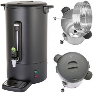 Hendi Percolateur à café-design by Bronwasser,cafetière,simple paroi,filtre intégré,pour café moulu grossièrement, pas de filtre en papier nécessaire,14L,230V,1650W, 357x380x(H)502mm,noir mat,inox,PP