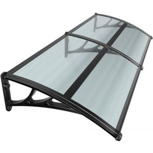 VOUNOT Auvent de Porte d'entr&eacute;e Toit Marquise en Polycarbonate Porte R&eacute;sistante Toit Abri Protection Contre La Pluie et UV 200x80cm Anthracite