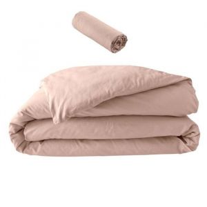 Cdaffaires - Pack parure en percale 78 fils 240 x 220 cm + dh 140x190 Nude