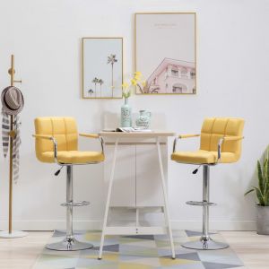 Image de VidaXL Chaises de bar 2 pcs Jaune Tissu