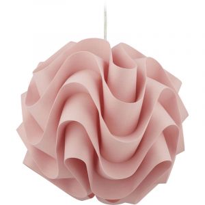 Relaxdays Lampe suspendue, plafonnier original, HxD 137 x 34 cm, abat-jour plissé tissu, salon et chambre, rose