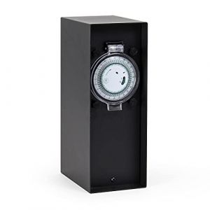 wiltec Xpotool - 2-Multiprise de Jardin Usage extérieur Acier fin 2 Voies Borne Indice IP44 avec Minuterie