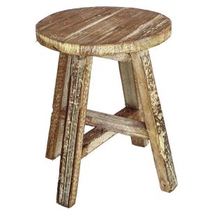 Ruedelafete Petit Tabouret déco en bois vieilli 25cm