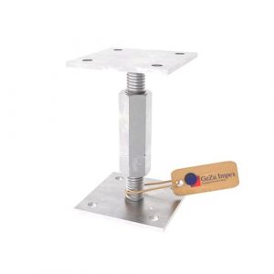 GeZu Impex Support de poteau Galvanoplastie 100 x 100 mm hauteur reglable platine bois pied poteaux clôture