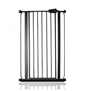 Safetots Barrière de sécurité en métal Extra Haute et étroite à Fixation par Pression, 68.5cm - 75cm, Noir Mat, Hauteur de 104cm, Barrière d'escalier Extra Haute, Barrière pour bébé Haute
