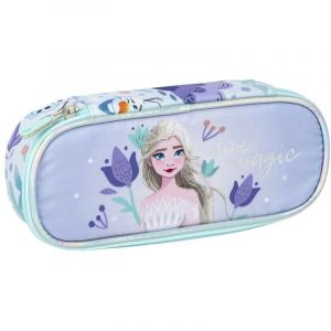 Frozen - Trousse à crayons ovale de Couleur Lilas - 8,5 x 5 x 22,5 cm - Fermeture de Zipper - Polyvalent et durable - Produit original conçu en