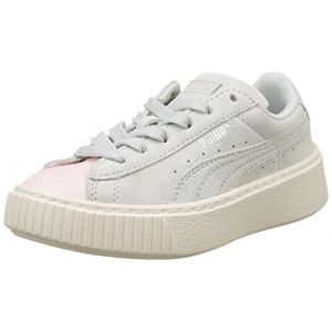 Puma Suede Platform Glam PS Sneakers Basses Mixte Enfant, Rose (Pearl-Glacier Gray) 30 EU