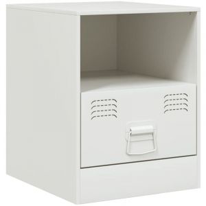 VidaXL Table de chevet blanc 34,5x39x44 cm acier, armoire, table d'appoint, table de nuit, table de chevet, meuble de chambre, support de téléphone