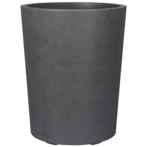 Deroma Pot De Fleurs Haut Rond En Plastique H54cm D53 Cm Gris Anthracite Avec Réserve D'eau - Le Bac À Réservoir