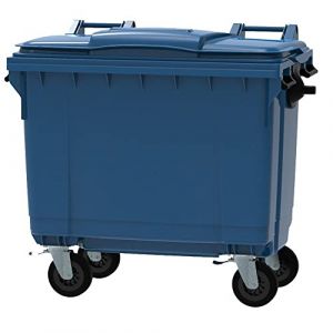 ESE France Conteneur Poubelle à déchets 4 roues - 660L - Robuste et Professionnel - 100% Recyclé - Bleu - Fabriqué en France