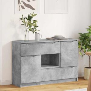 VidaXL Buffet avec tiroir Gris b&eacute;ton 100 x 30 x 65,6 Bois d'ing&eacute;nierie