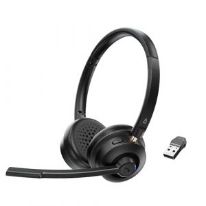 Creative Chat Wireless Casque sans Fil sur Oreille avec Micro Perche à réduction de Bruit, dongle USB, contrôle de la Lecture et des appels, Bouton de sourdine du Micro, pour PC/Mac/appareils Mobiles