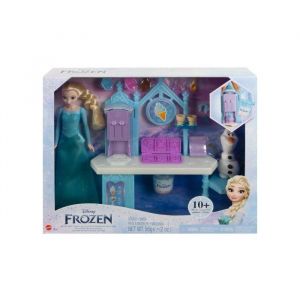 Coffret pour reine des neiges : stand gateaux givrés + elsa + olaf + 13 pieces - set jouets fille + 1 carte offerte - poupée mannequin - jouet fille