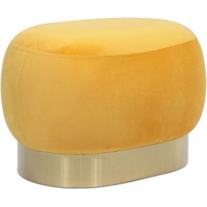 Pouf - Velours et métal - Luxe Jaune - Velours, Métal - Jaune