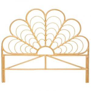 Pegane Tête de lit haute en rotin coloris naturel - Longueur 160 x Profondeur 2.8 x Hauteur 140 cm -
