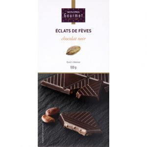 Monoprix gourmet Chocolat noir aux &eacute;clats de f&egrave;ves - La tablette de 100g