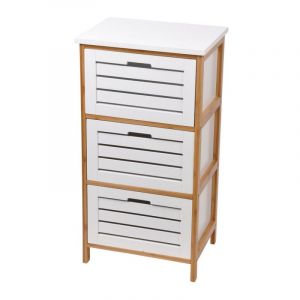 Image de Commode Design 3 Tiroirs "Bambou" 76cm Blanc Prix