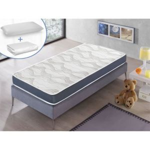 Pack Matelas 90X190 h14 CM ERGO CONFORT + 1 oreiller 90x35 cm + 1 Prot&egrave;ge matelas 90x190 cm LIT ENFANTS