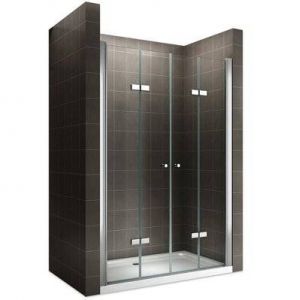 EMMY Porte de douche pliante H 195 cm largeur réglable 80 à 84 cm verre transparent