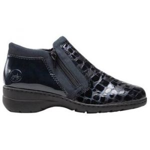 Boots FEMME RIEKER en cuir bleu marine et à zip