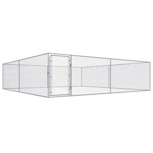 Chenil extérieur cage enclos parc animaux chien extérieur pour chiens acier galvanisé 4 x 4 x 1 m