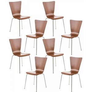 CLP Lot de 8 chaises empilables Aaron marron