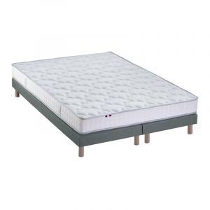 Image de Ensemble Matelas 100% latex 3 zones PURE + Sommier Fabriqué en France Dimensions 2x80 x 200 cm, Sommier Gris chiné