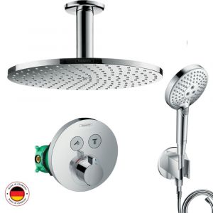 Hansgrohe Corps encastré + Facade pour mitigeur + Douche de tête + Coude de raccordement + Douchette à main + Flexible