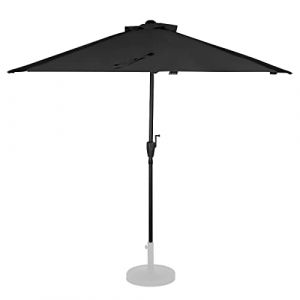 Parasol de balcon 270x135cm – Semi-circulaire – Voile Protection uv Indice 50+ - Housse de protection – Anthracite/ noir