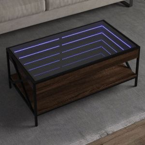 VidaXL Table basse avec led Infinity ch&ecirc;ne marron 90x50x38 cm 208093