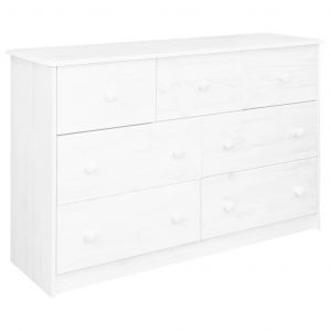 Image de VidaXL Buffet 7 tiroirs Blanc 113x35x73 cm Bois de pin massif