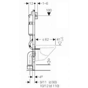 Geberit Pack WC Bâti Duofix + Cuvette Idevit Alfa sans bride fixations invisibles + Abattantsoft close + Plaque blanche