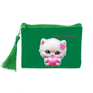 Image de Porte Monnaie et cles Vert Chat Peluc personnalisee