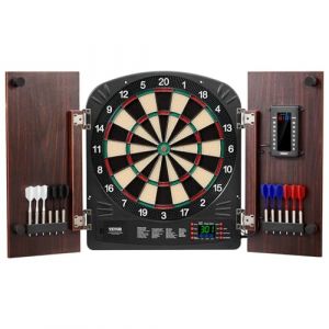VEVOR Kit Cible de Fléchettes et Armoire Prêt à Jouer, Armoire à Fléchettes avec Tableau de Score Électrique, Jeu de Fléchettes Assemblage Facile, avec Tous Les Accessoires, pour Jeux de Cricket