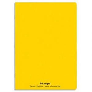Visiodirect Lot de 10 Cahiers piqûre, 48 pages, Grands carreaux Seyès, Format 24 x 32 cm, Couverture polypro JAUNE