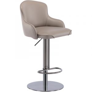 Tabouret de bar en PU pivotant &agrave; 360 degr&eacute;s avec dossier, Chaise de bar r&eacute;glables en hauteur, base en m&eacute;tal avec repose-pieds - design ergonomique,