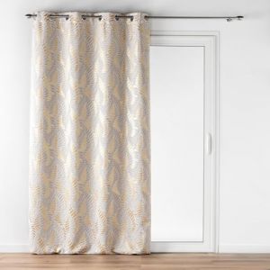 Douceur d'int&eacute;rieur, Rideau &agrave; Oeillets (140 x 260 cm) Lyra Blanc, Occultant Imprim&eacute; M&eacute;tallis&eacute;