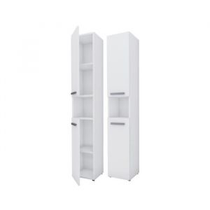 Meuble De Salle De Bain, Blanc Mat, 30 X 174 X 30 Cm