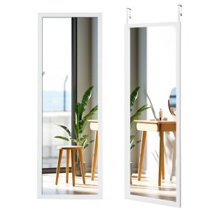 Coast Miroirs muraux Niveau du corps avec crochets de suspension réglés en hauteur 37 x 2 x 120 cm blanc