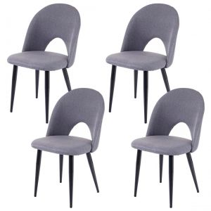 D&eacute;coshop26 4 par chaises de salle &agrave; manger cuisine, tissu / te par tile gris fonce pieds en metal