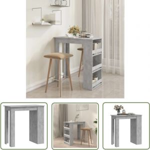 Image de Table de bar à étagère de rangement Gris béton 102x50x103,5 cm - The Living Store - Tables à manger