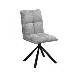 Chaise de salle à manger pivotante DANIEL – Tissu coloris gris clair – Pieds en métal noir – Style design/industriel